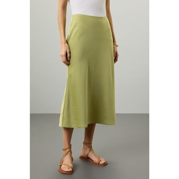 JASON WU Green Satin Side Zipper Sleek Silhouette Slip Style Skirt Size Size 4 - Picture 1 of 13